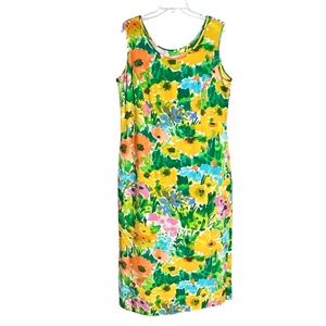 Jams World Womens Vintage Flower Field Hawaiian Midi Dress M Tropical Resortwear